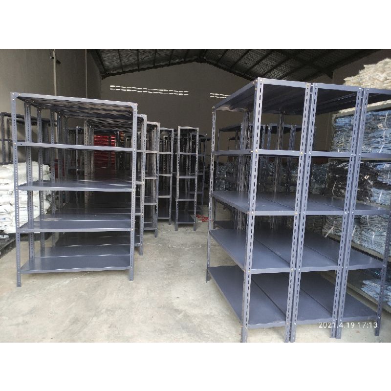 Jual rak besi siku 5 susun rak gudang 100x40x200 MURAH + kaki karet ...