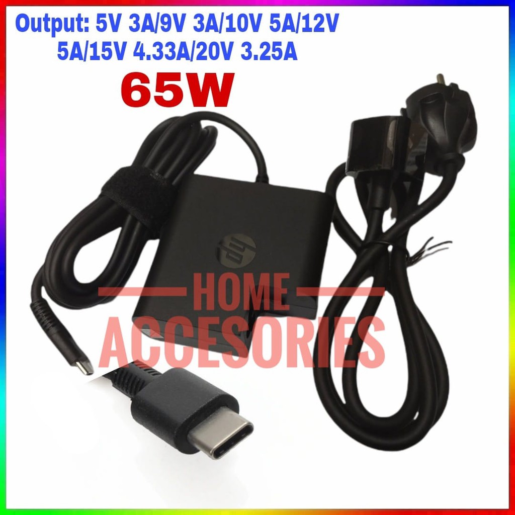 Jual Adaptor Charger Laptop HP Type C USB C 20V 3.25A Original