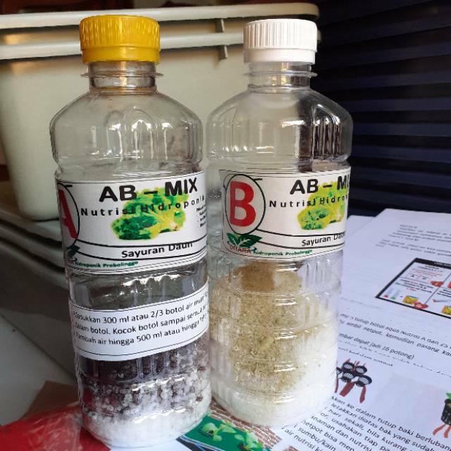 Jual Nutrisi AB mix pupuk hidroponik racikan premium kemasan botol 500 ...