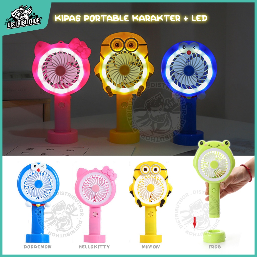 Jual Kipas Angin Karakter LED Mini Fan lid USB Charger Kipas Kecil Mini ...