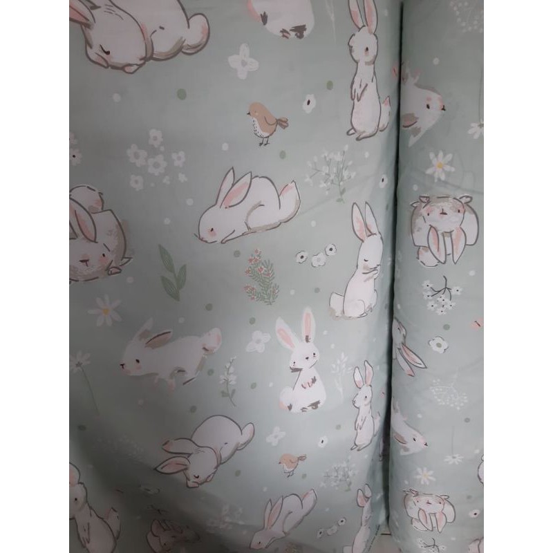 Jual kain seprai meteran bahan esra motif rabit tosca 1 meter | Shopee ...