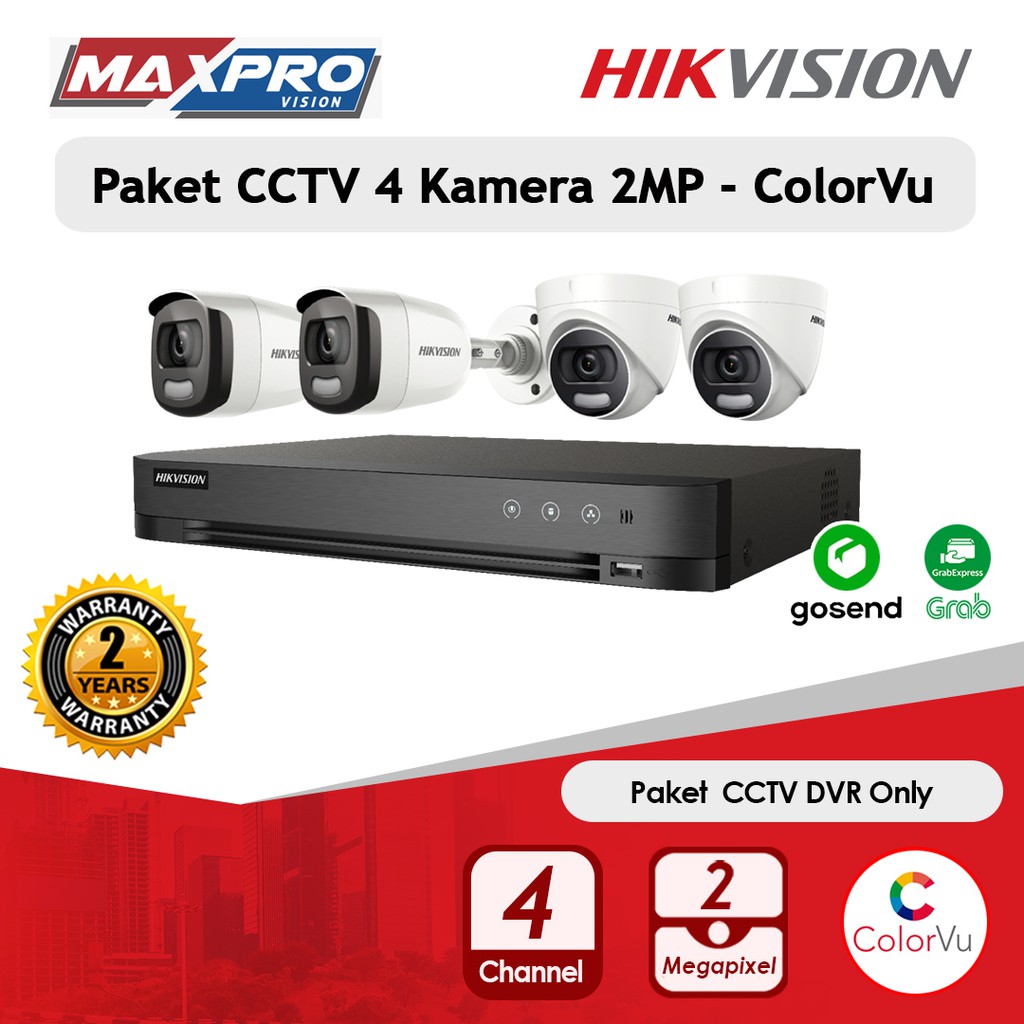 Jual PAKET CCTV 4 CAMERA 2MP COLORVU HIKVISION - CCTV DVR ONLY | Shopee ...