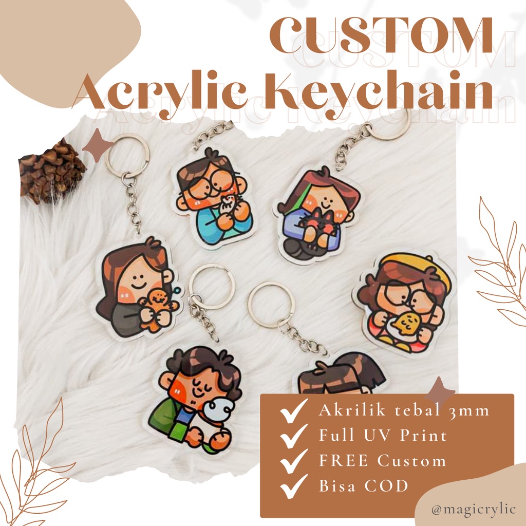 Jual Custom Keychain Gantungan Kunci Acrylic Ganci Akrilik UV Print