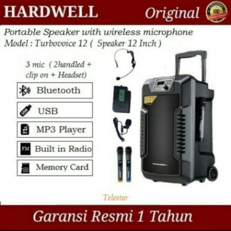 Jual Speaker Portable Wireless Hardwell Turbovoice 15 Original 15 Inch