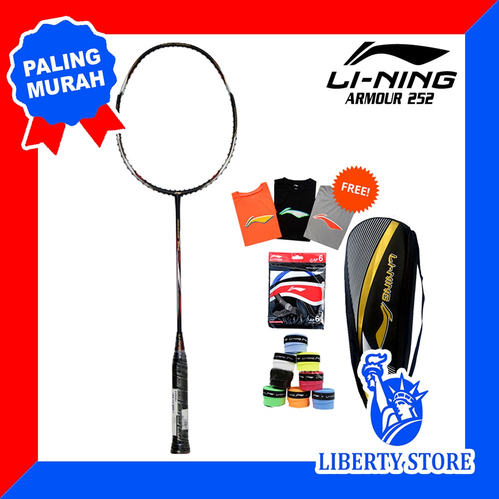 Jual Raket Badminton ORIGINAL LINING ARMOUR 252 + TAS + BAJU + SENAR ...