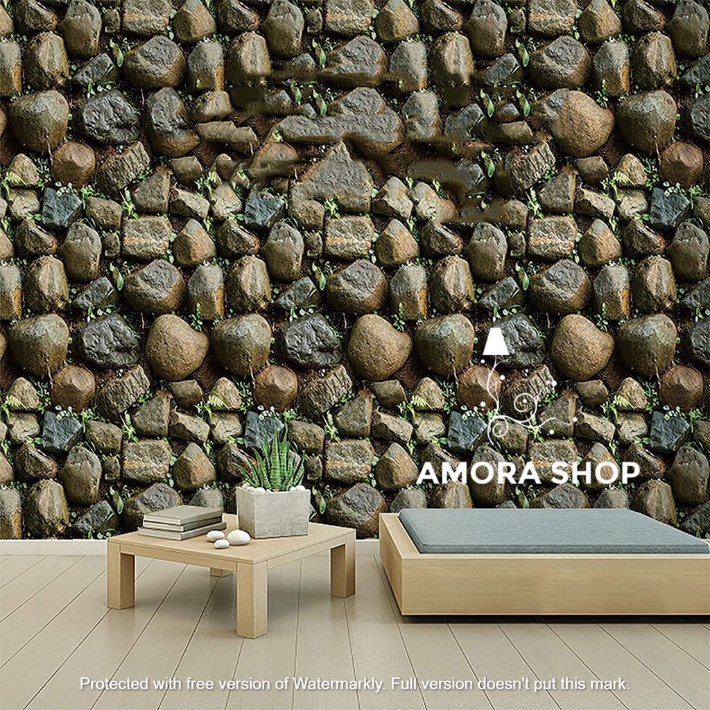 Jual Wallpaper Dinding Batu Kali Besar 3D 10m x 45cm | Shopee Indonesia