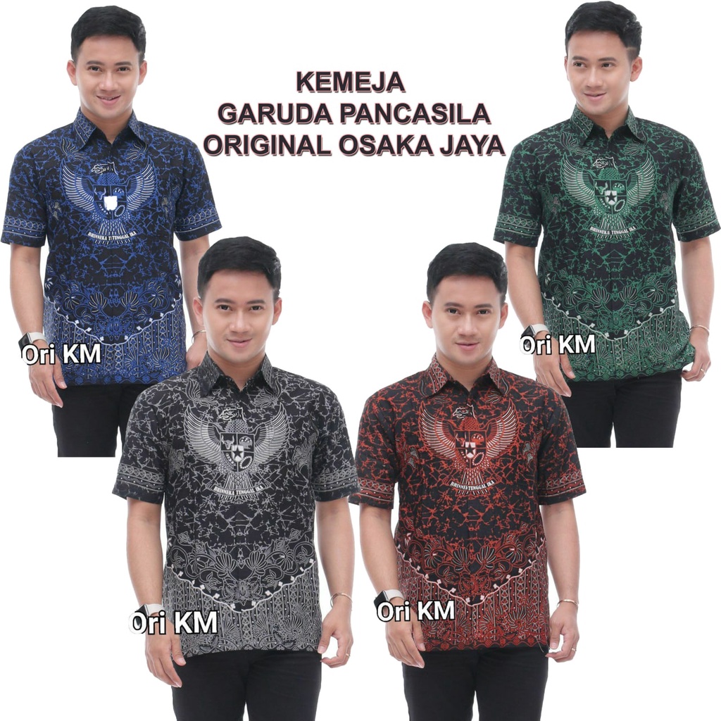 Jual Kemeja batik motif Garuda Pancasila lengan pendek | Shopee Indonesia