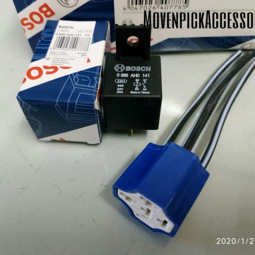 Jual RELAY BOSCH 24V 20A KAKI 4 ORIGINAL+SOCKET RELAY KERAMIK KABEL 4 ...