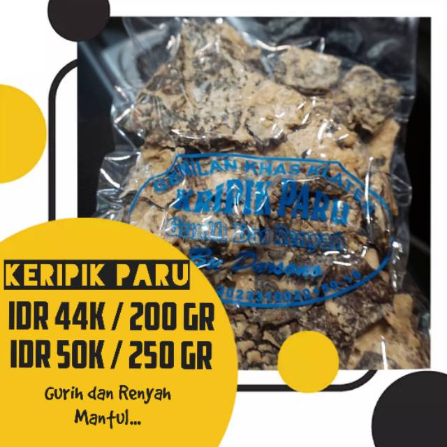 Jual Keripik Kripik Paru Sapi Khas Klaten 200gr 250gr Bu Darsono