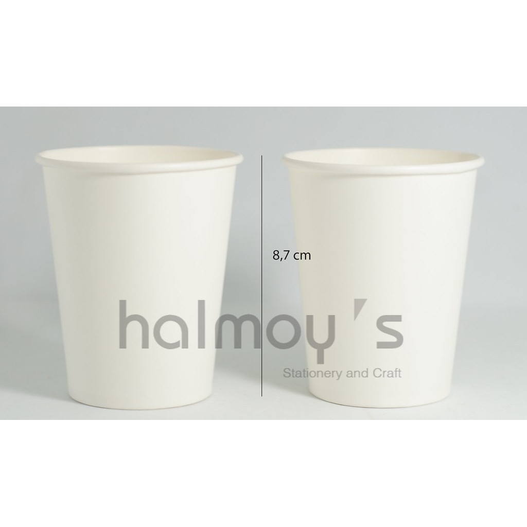 Jual GELAS KERTAS / PAPER CUP PUTIH POLOS 8 OZ ( 1 PACK = 50 PCS ...