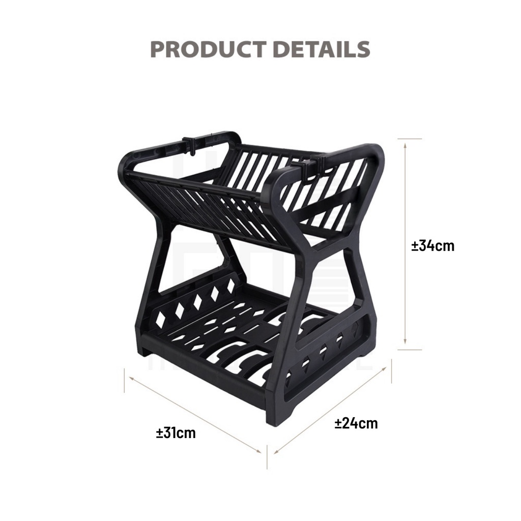 Jual Rak Piring Plastik 2 Susun / Dish Drying Rack 2 Layer / Wadah ...