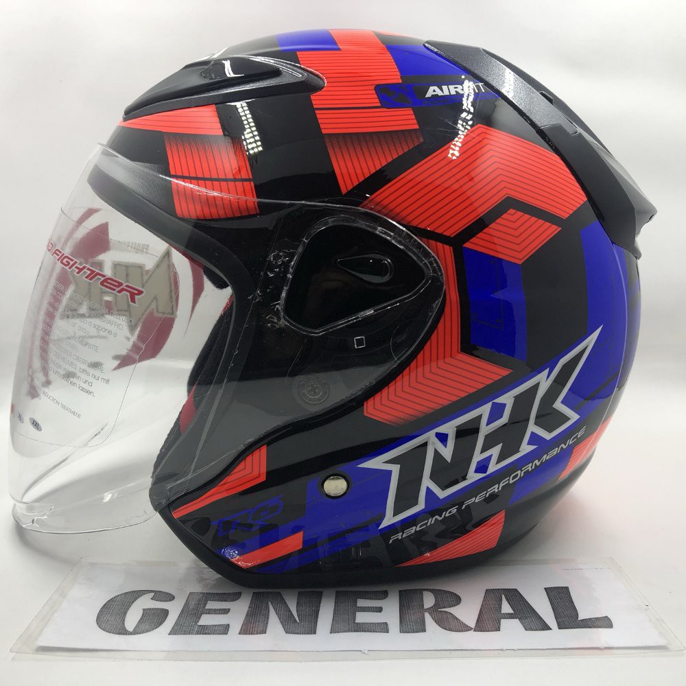 Jual Helm NHK R6 Motif Cube Black Blue Orange Hitam Biru Half Face ...