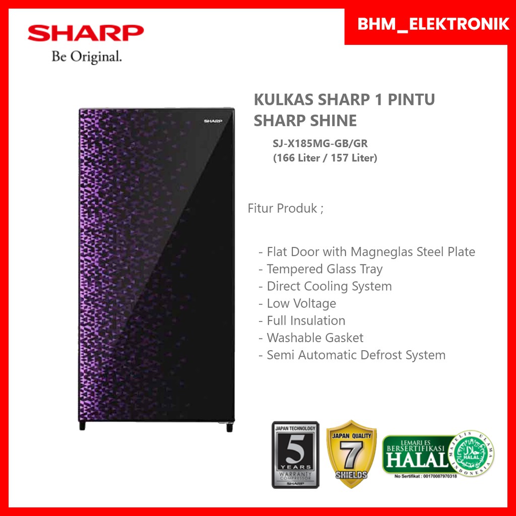 Jual KULKAS SHARP SJX-165 MG LEMARI ES 1 PINTU SJX165MG SHINE/KULKAS ...