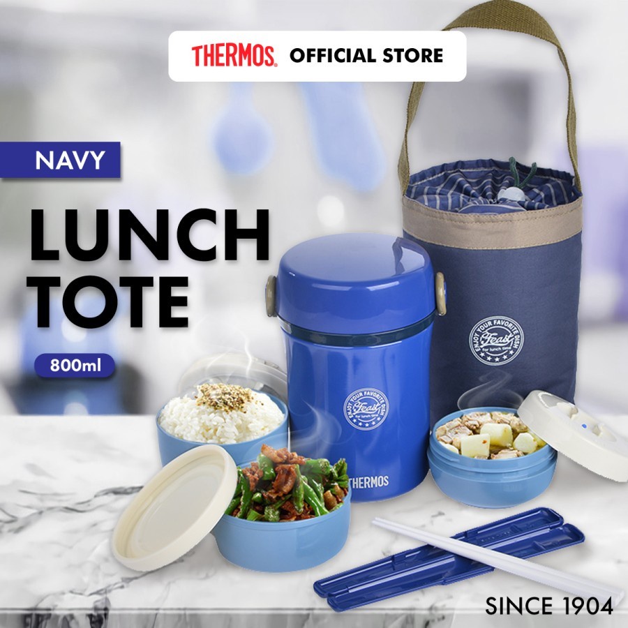 Jual Thermos Vacuum Lunch Tote Insulated Navy Blue (JBC801NVP