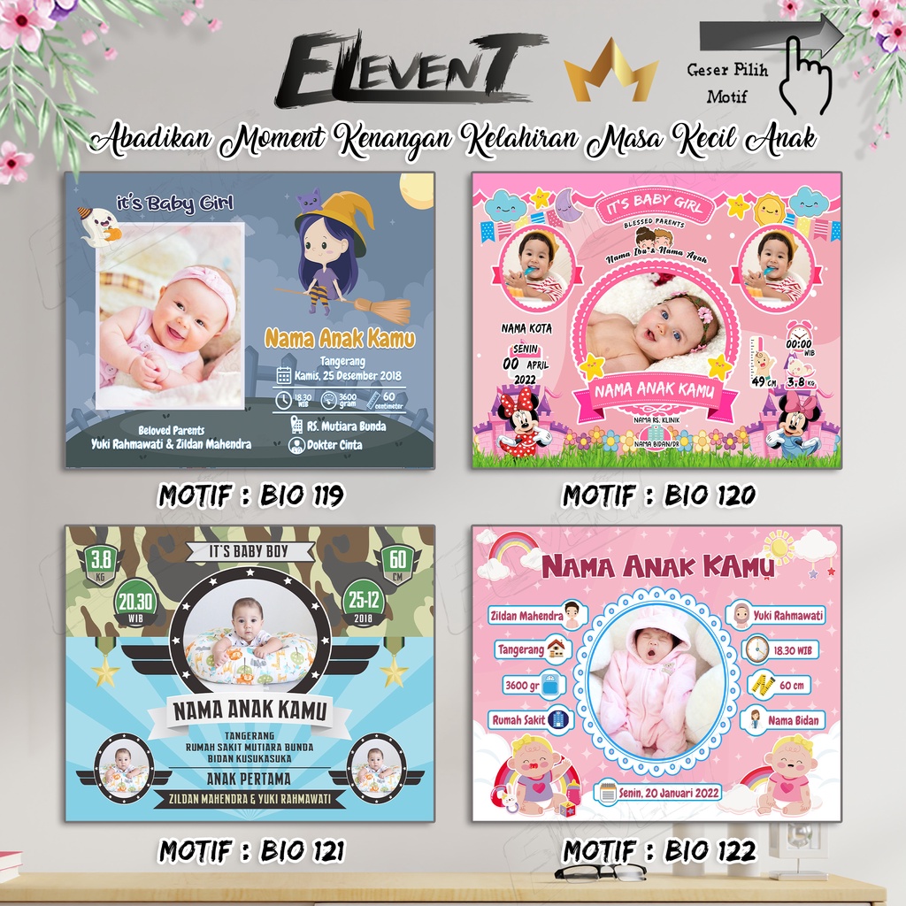 Jual Bingkai Foto 12R 30x40 Biodata Bayi Custom Hadiah Pigura Unik ...