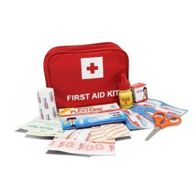 Jual kotak P3K onemed first aid kit merah kain putih box isi lengkap ...