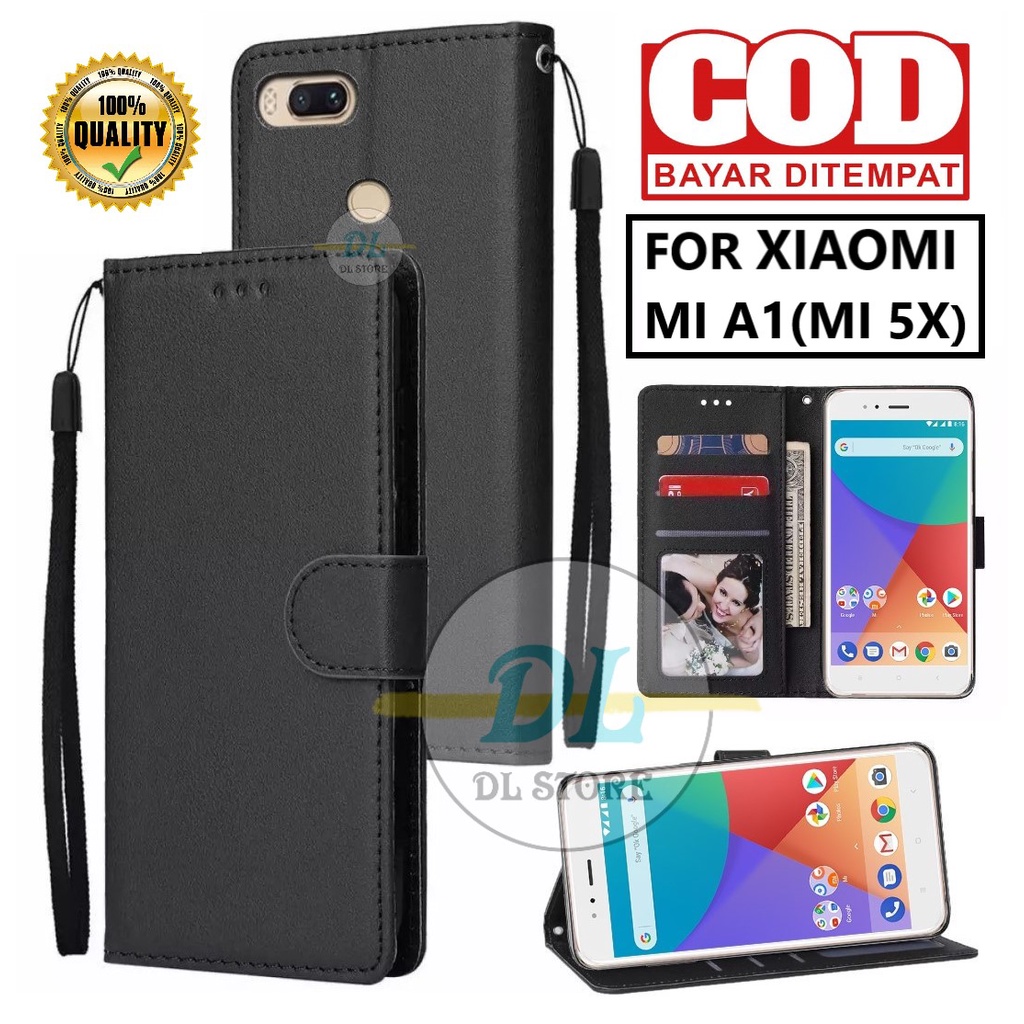 FLIP CASE XIAOMI MI A1(MI 5X) FLIP LEATHER CASE PREMIUM-FLIP WALLET CASE  KULIT/CASING DOMPET-FLIP COVER LEATHER-SARUNG BUKU HP