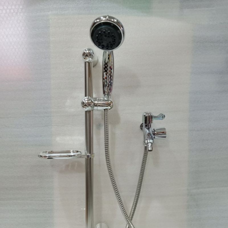 Jual shower tiang/ Hand shower mandi set +komplit tiang +komplit kran cabang+tempat sabun SHOWER