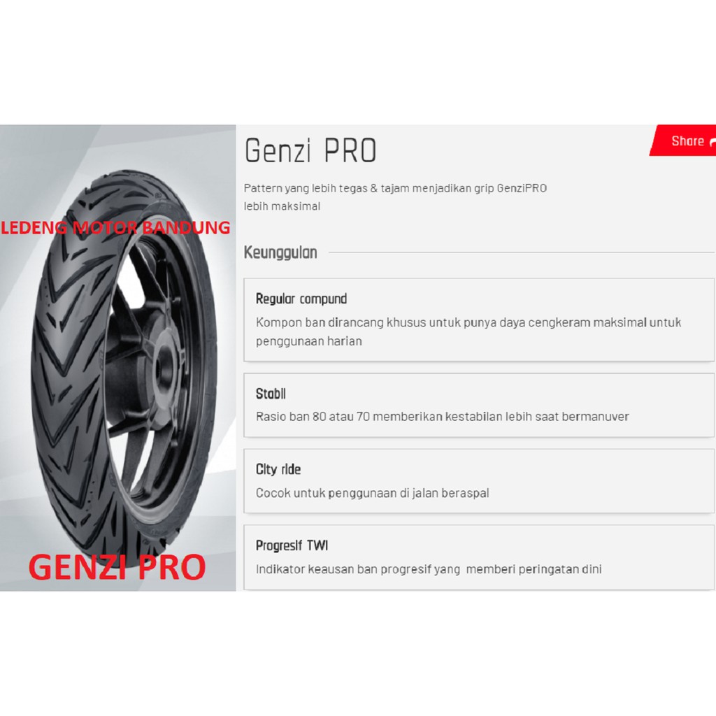 Jual FDR 100/80-14 Genzi Pro Ban Tubeless Roda Belakang Motor Matic ...
