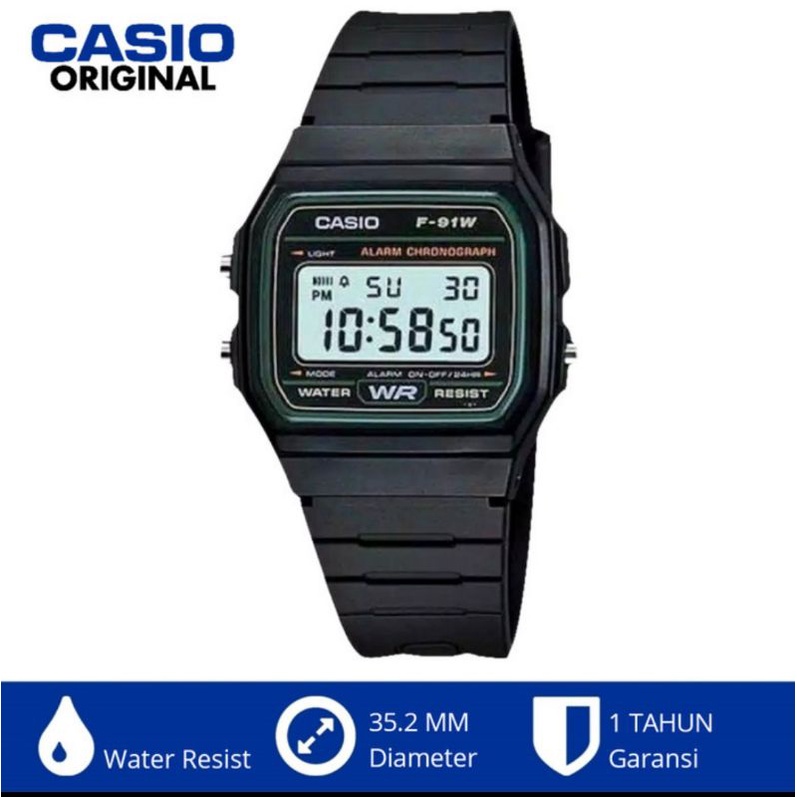 Jual Casio Original F 91W 3DG F91W F91 Jam Tangan Digital Model Unisex Shopee Indonesia