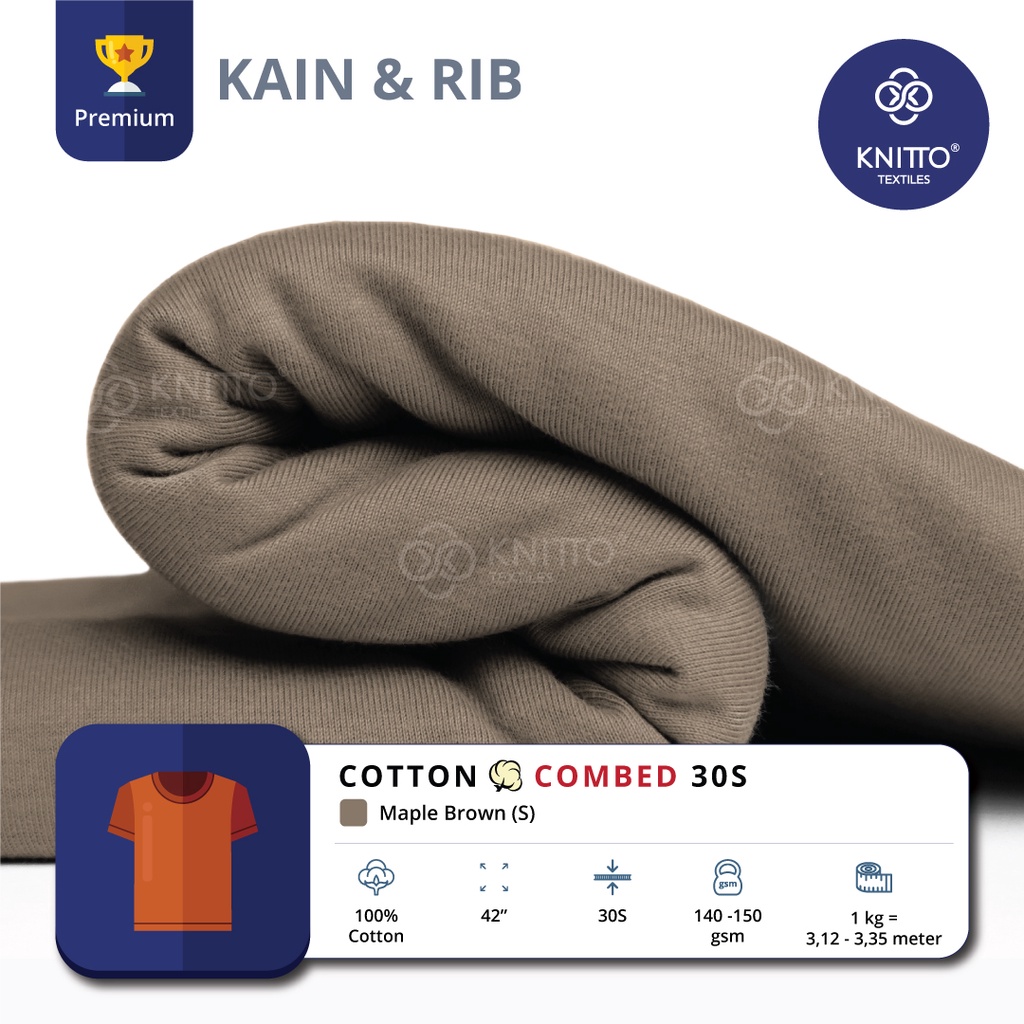 Jual KAIN COTTON COMBED 30S MAPLE BROWN + RIB ( BAHAN KAOS ) KNITTO ...