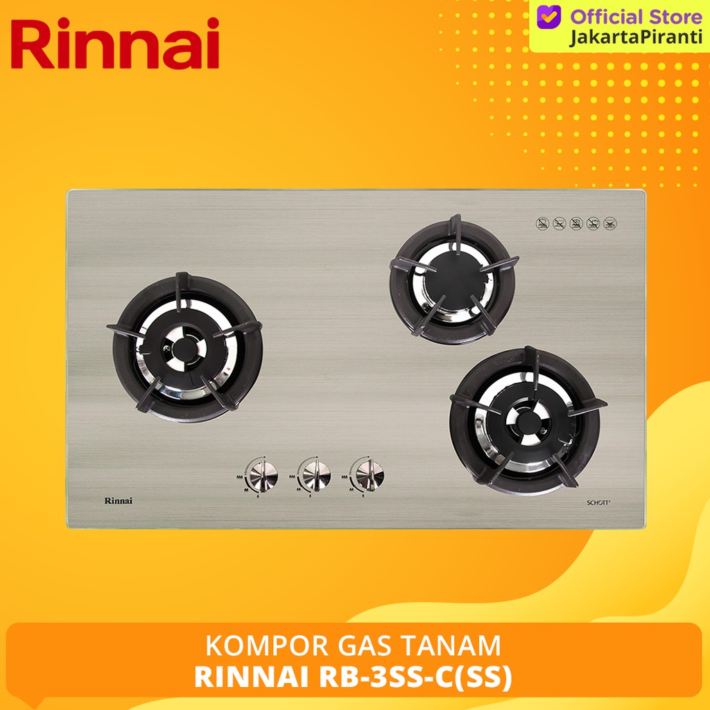 Jual Built-in Gas Hob Kompor Gas Tanam 3 Tungku Rinnai RB-3SS-C (SS ...