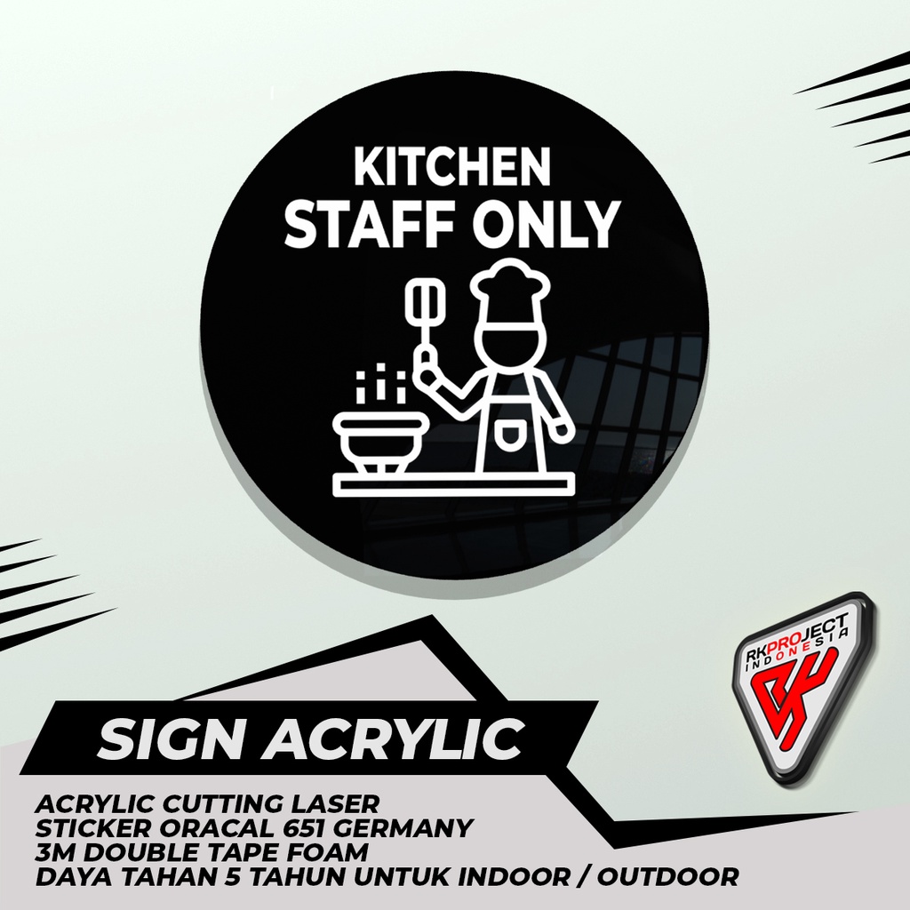 Jual SIGN BOARD AKRILIK BULAT KITCHEN STAFF ONLY | Shopee Indonesia