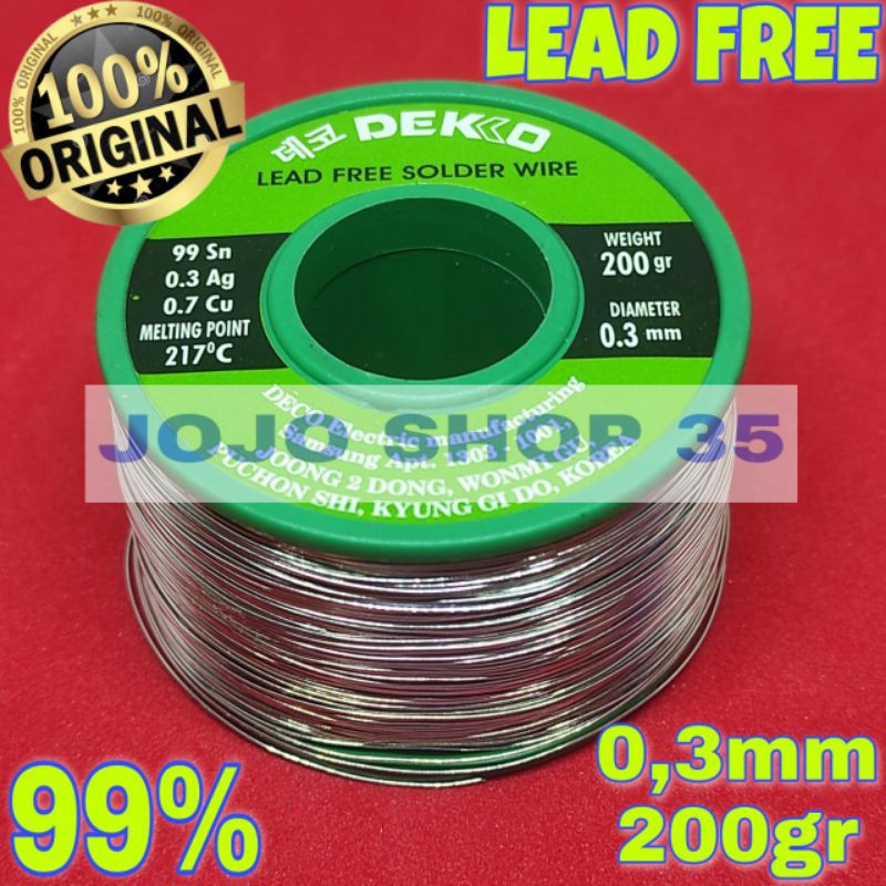 Jual TIMAH SOLDER WIRE DEKKO LEAD FREE 0.3mm 0,3mm 0.3 200gr timah ...
