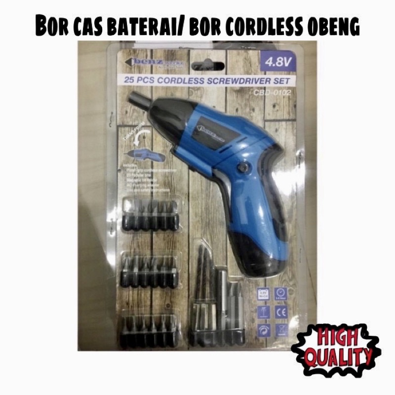 Jual BENZ 8102 Bor cordless 25pcs 2fungsi screwdriver Bor cas 25 pis ...