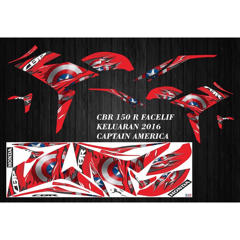 Jual Sticker Striping Honda Cbr R Facelift Th Captain Amerika Shopee Indonesia