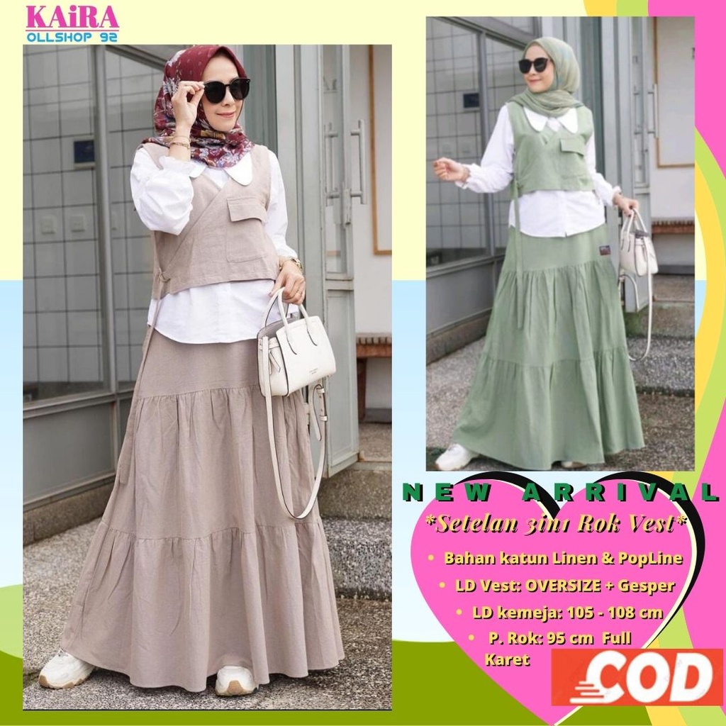 Jual kaira - Setelan Rok Wanita Setrok 3 in 1 Rompi Vest Atasan Dan ...