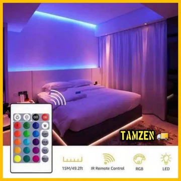Lampu Led Strip RGB Kumplit! Ruang Kerja Kamar Tidur Hiasan Dinding Meja Tv 5m Gaming Paket