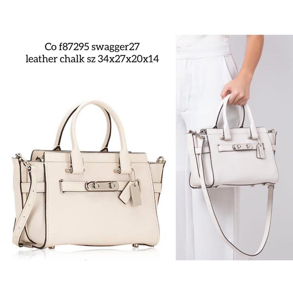 tas coach swagger 27 satchel leather chalk f87295