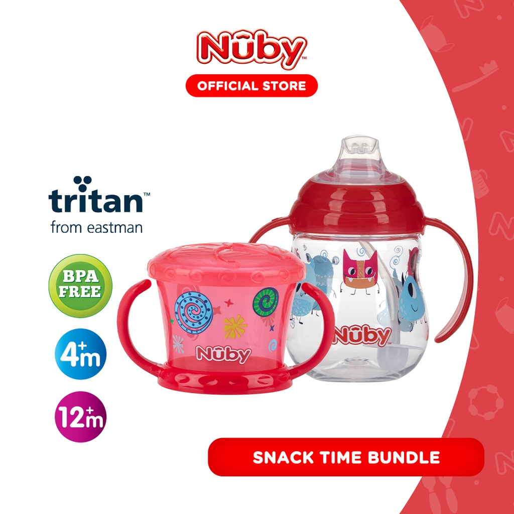 Jual Nuby Bundle | 360 Grip N Sip Tritan Training Cup with Spout (Red ...