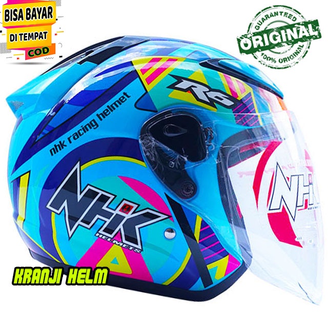 Jual Helm NHK R6 Pigment Blue Fluorecent Original Half Face SNI ...