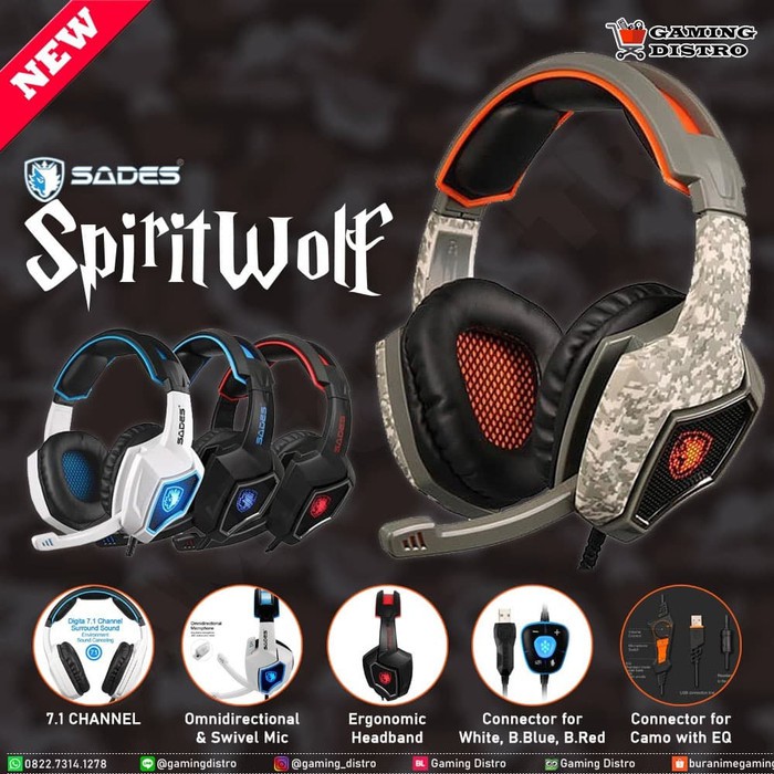 Dijual Headset Gaming Sades SpiritWolf 7.1 Surround Sound Sades Spirit Wolf Limited