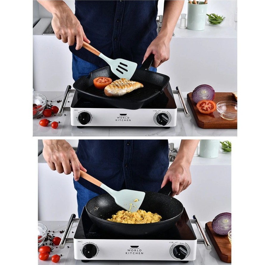 Jual 12 Pcs Spatula Silikon Tahan Panas Spatula Utensil Bucket Persegi ...