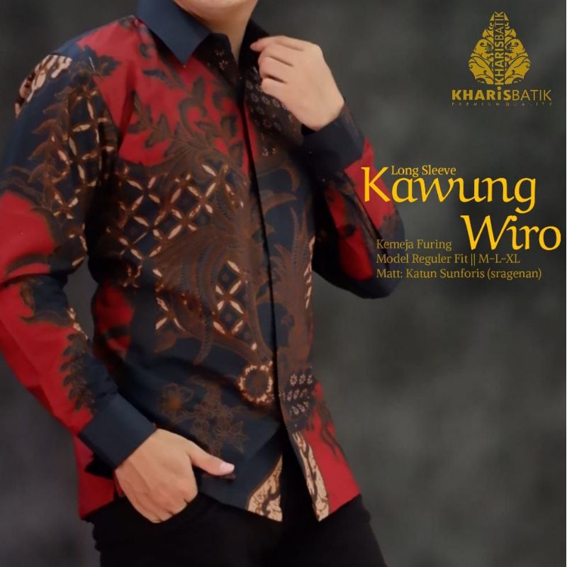 Jual Pakaian Batik Pria Lengan Panjang Kemeja Batik Kawung Wiro