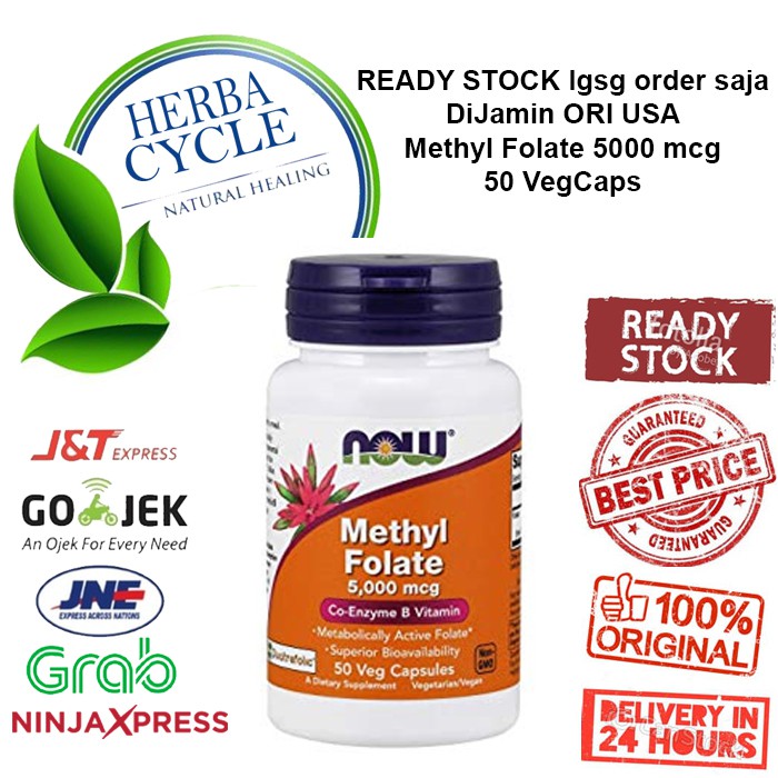 Jual Now Food Methyl Folate 5000 mcg Now Methyl Folate (50 VegCaps) ORI ...