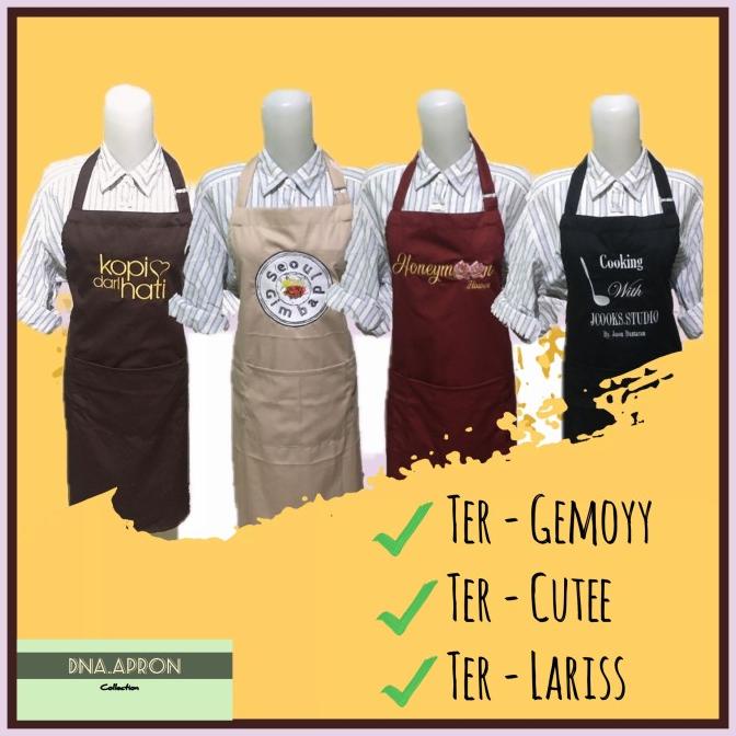 Jual CUSTOM BORDIR SATUAN CELEMEK APRON MASAK DAPUR KAIN DRILL Shopee