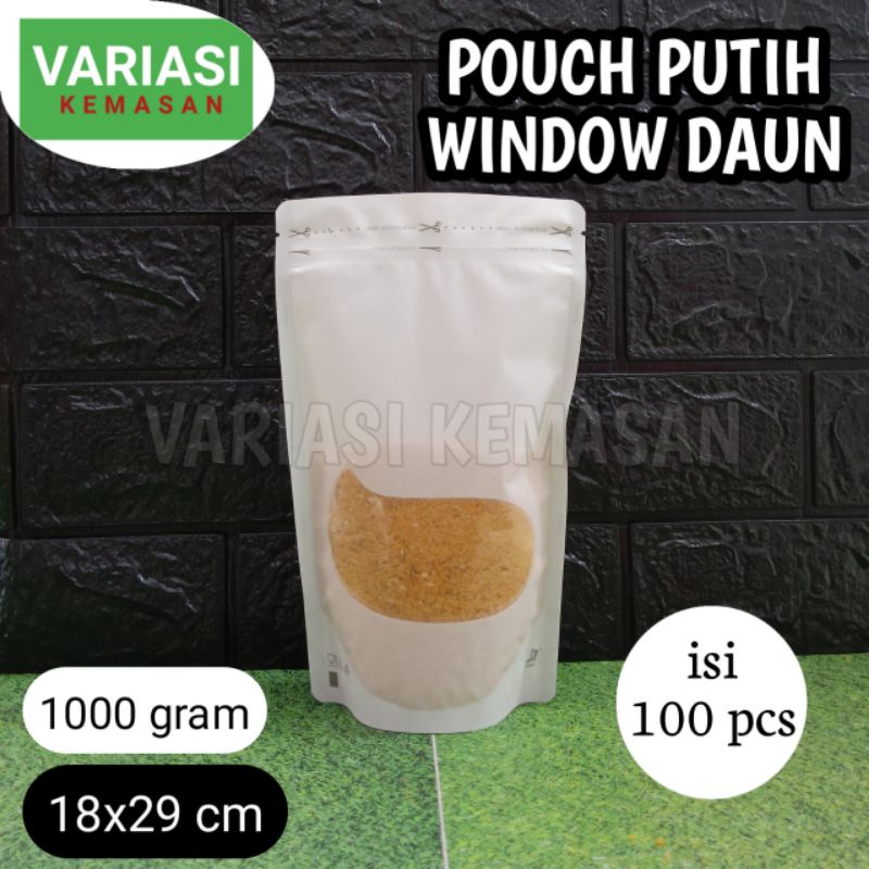 Jual Isi Pcs Standing Pouch Putih Doff Window Daun Gram Cm Kemasan Aluminium