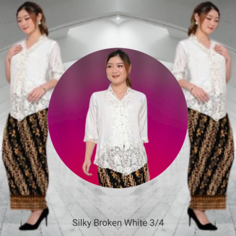 Jual Promo Atasan Kebaya Encim Modern Silky Kombinasi Brukat Bordir