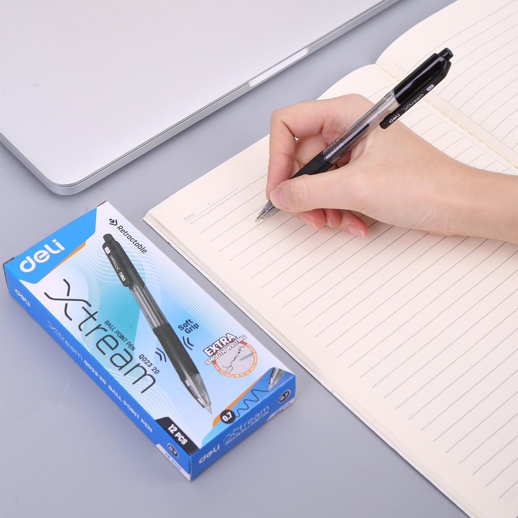 Deli Pulpen Ball pen Cetek halus - Warna Hitam 0.7mm EQ02320 (6)