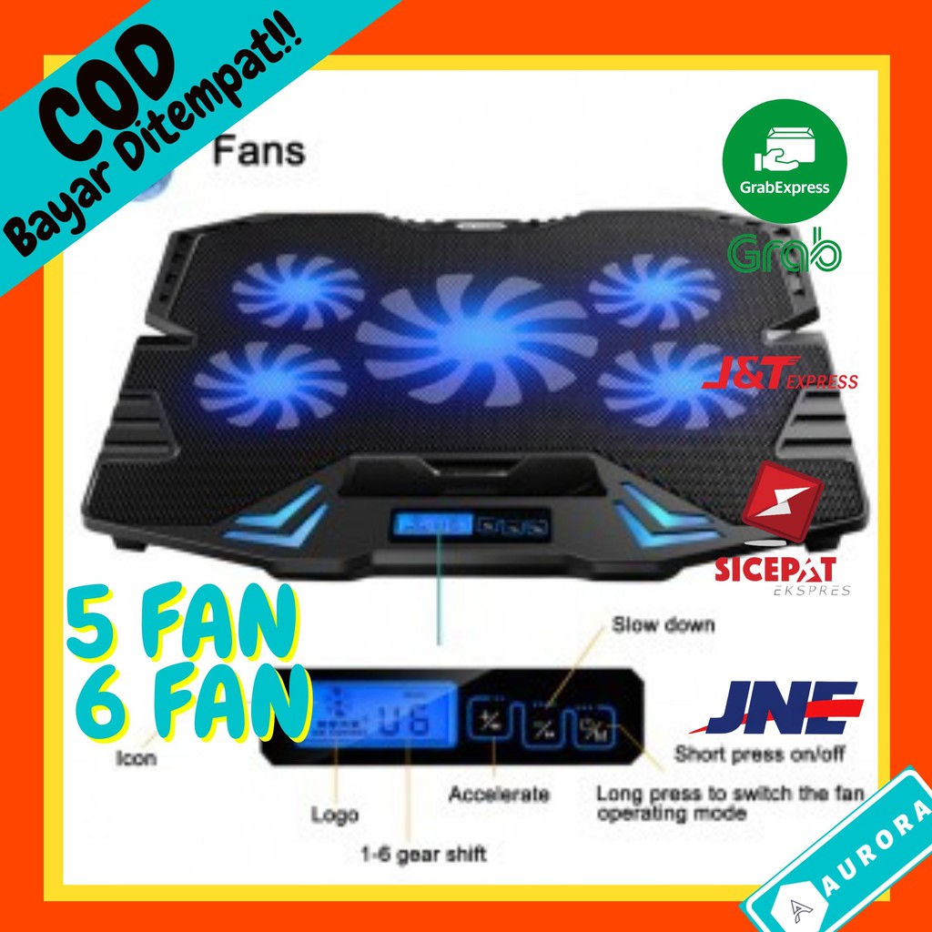 Jual Cooling Pad Laptop 5 Fan / 6 Fan Pendingin Laptop Cooling Cooler ...