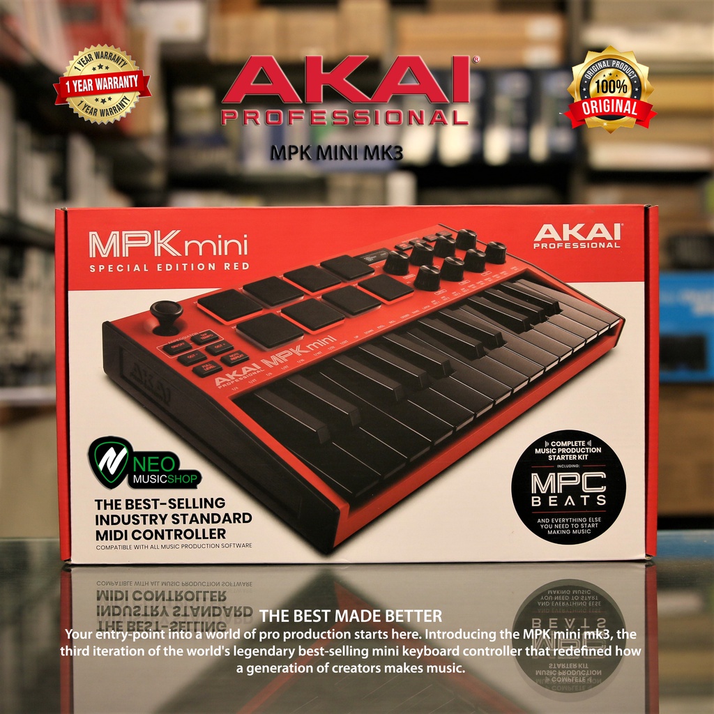 Jual Akai MPK Mini MK3 Limited Edition Red 25-key Keyboard Controller ...