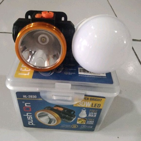 Jual Lampu Senter Kepala Led Headlight Push On Watt Led Shopee