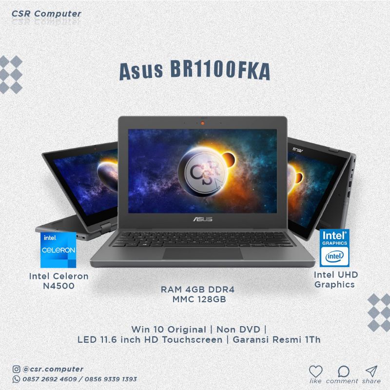 Jual LAPTOP ASUS BR1100FKA INTEL CELERON N4500 RAM 4GB MMC 128GB 11.6 ...