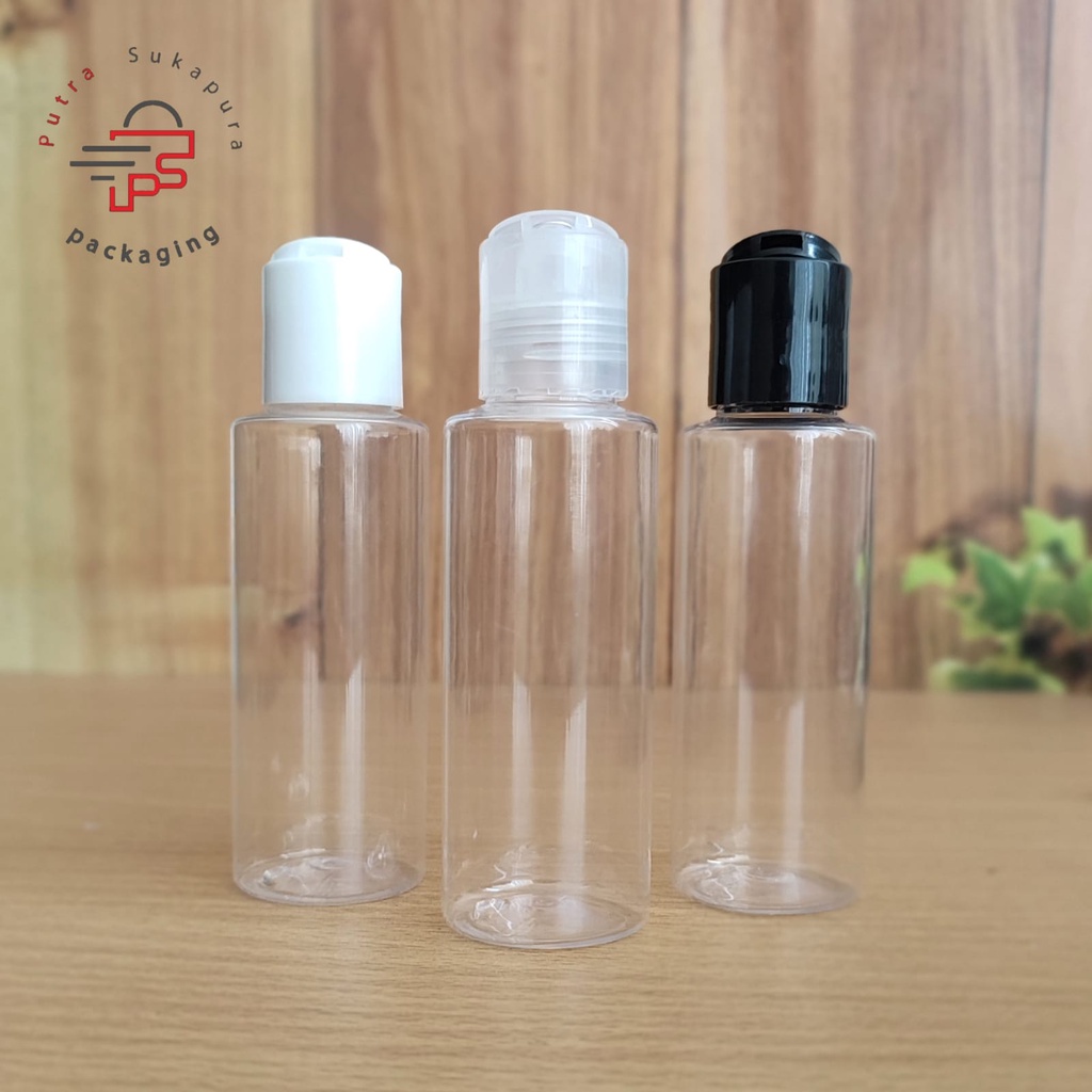 Jual botol presstop disctop 100ml rf bening / botol pet 100ml press on ...