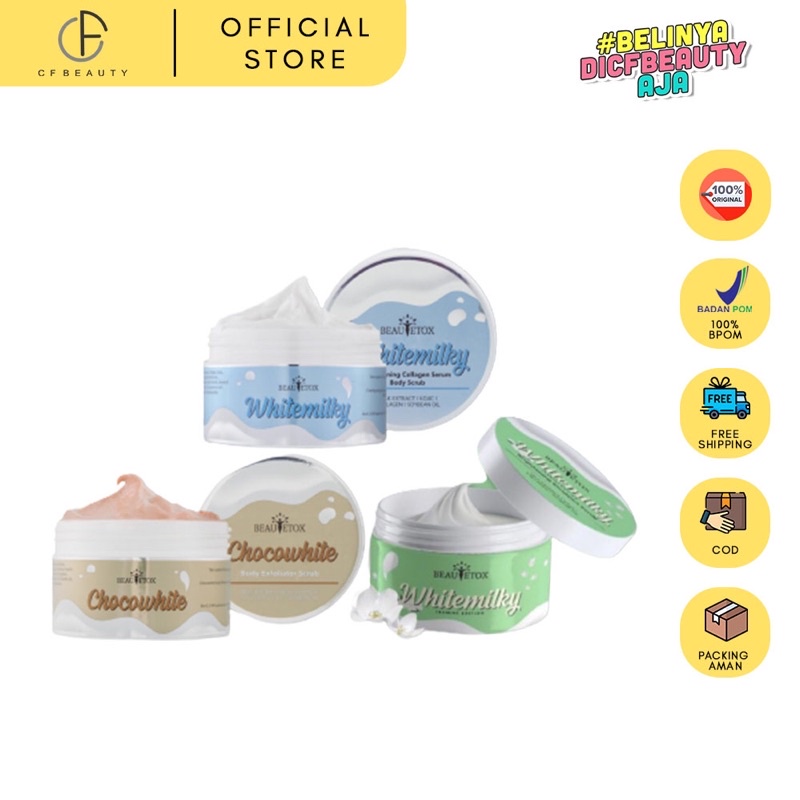 Jual beautetox scrub, Beautetox jasmine scrub, Beautetox brigtening colagen serum body scrub