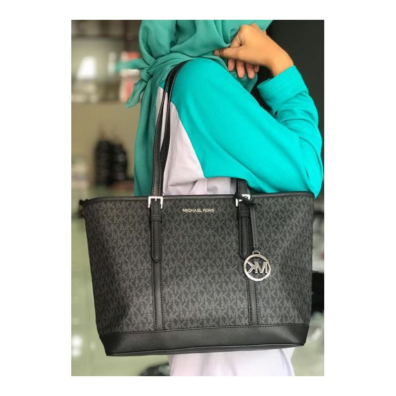 Jual Michael Kors Sady Large Multifunctional Top Zip Tote Laptop Bag Signature Black Shopee Indonesia